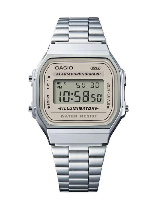 Casio Vintage Iconic Digital Men's Watch 39mm Chronograph Battery with Silver Metal Bracelet