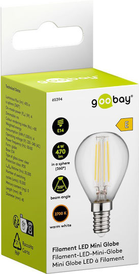 Goobay Λάμπα LED 4W 80mm για Ντουί E14 Θερμό Λευκό 470lm