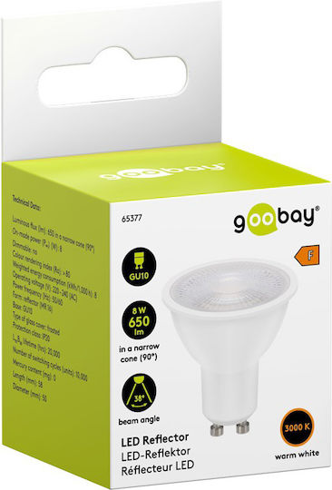 Goobay Λάμπα LED 8W για Ντουί GU10 και Σχήμα MR16 Θερμό Λευκό 650lm