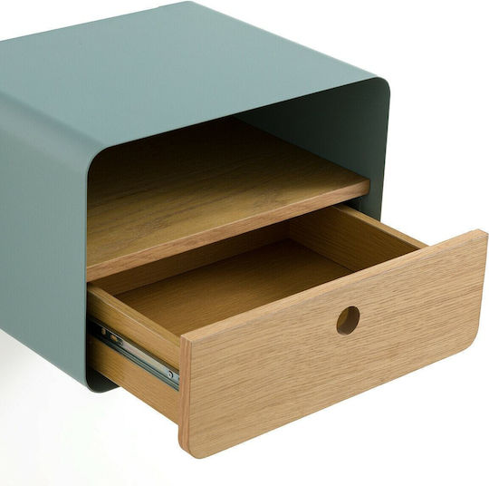 Bedside Table Jimi Wooden Green Eucalyptus 38x30x25cm