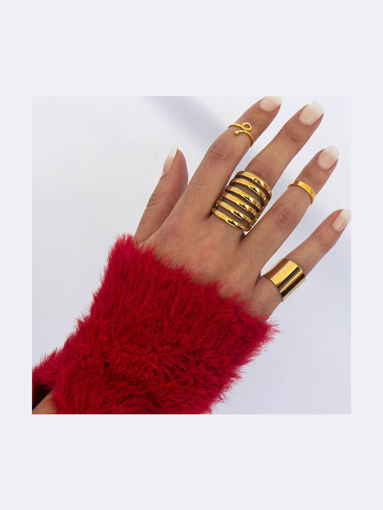 Theodora's Jewellery Γυναικείο Δαχτυλίδι από Ατσάλι Επιχρυσωμένο