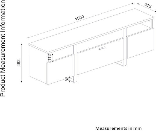 Έπιπλο Τηλεόρασης Franco Μελαμίνη Μ150xΠ31.5xΥ46.2cm