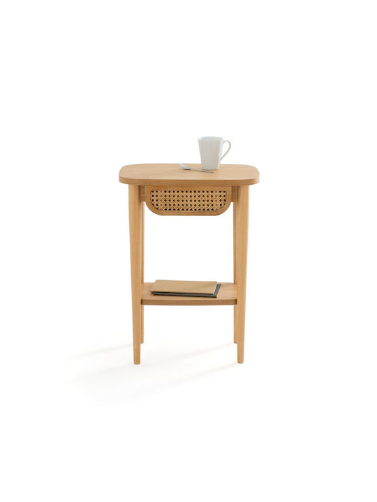 Buisseau Wooden Bedside Table Oak 45x33x62cm