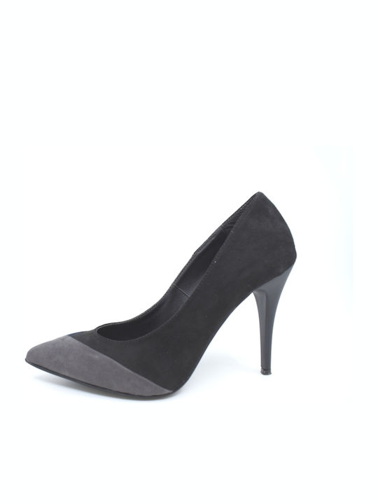 Il Mio Collection Suede Pointed Toe Black Heels