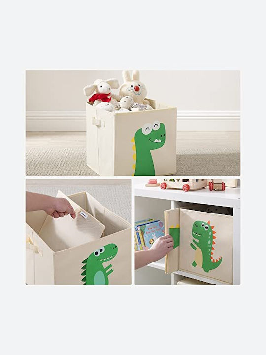 Songmics Kinder Aufbewahrungsbox Faltbar aus Stoff Box Set Beige 30x30x30cm 3Stück