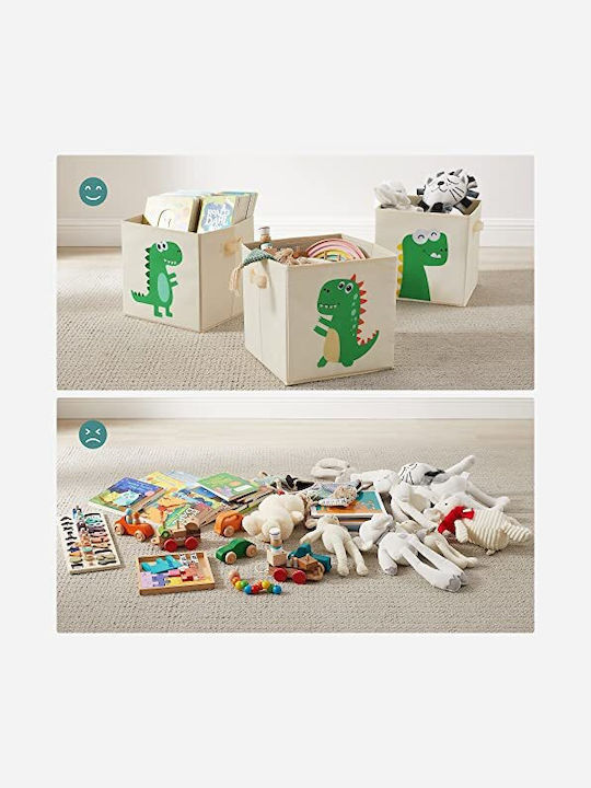 Songmics Kinder Aufbewahrungsbox Faltbar aus Stoff Box Set Beige 30x30x30cm 3Stück