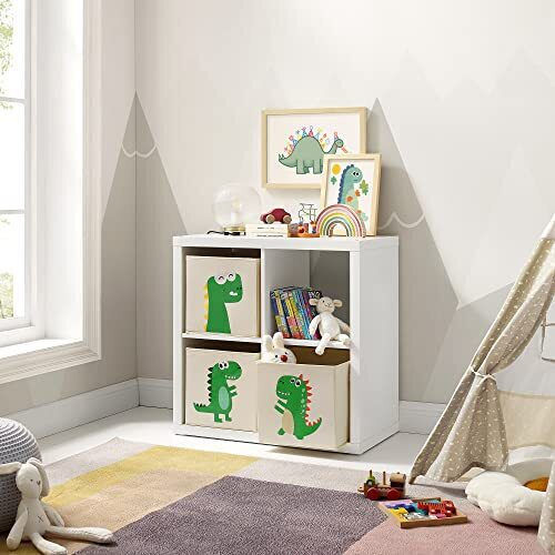 Songmics Детска кутия за съхранение сгъваема Box Set Бежов 30x30x30см 3бр