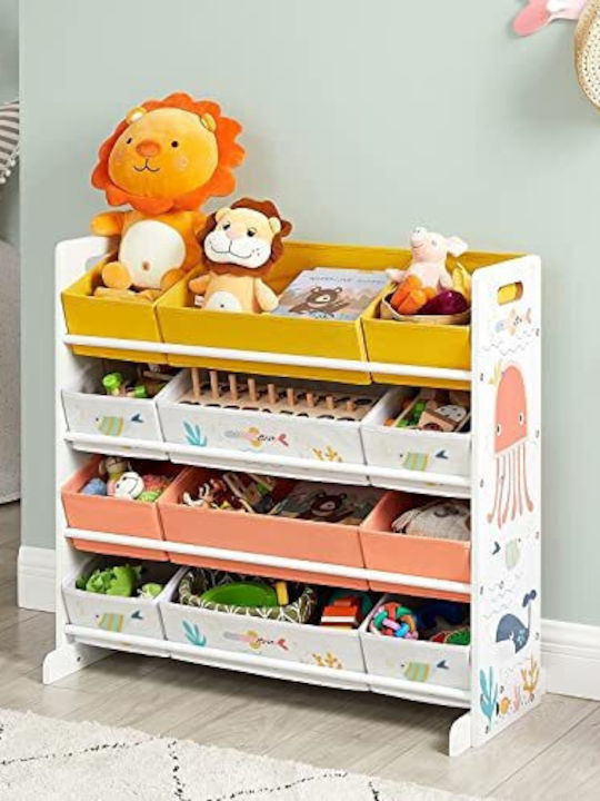 Songmics Система за съхранение на играчки Бял 86x26.5x78см 1бр