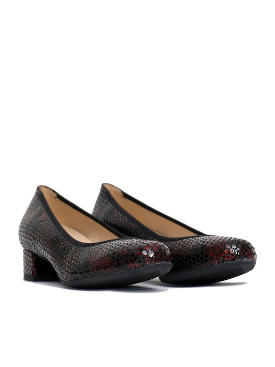 D Chicas Leder Pumps mit flachem Absatz Burgundisch