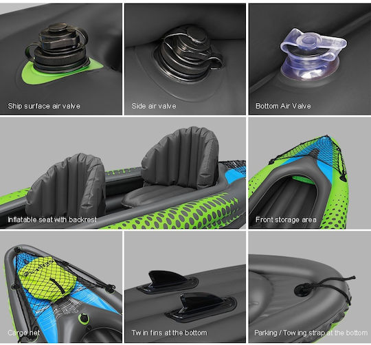Seaflo SM95.042 Kayak din plastic Geantă de plajă 2 persoane Verde