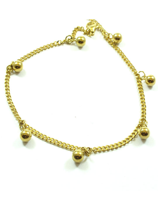 Bracelet Anklet Chain with Cross design made of Steel Gold Plated