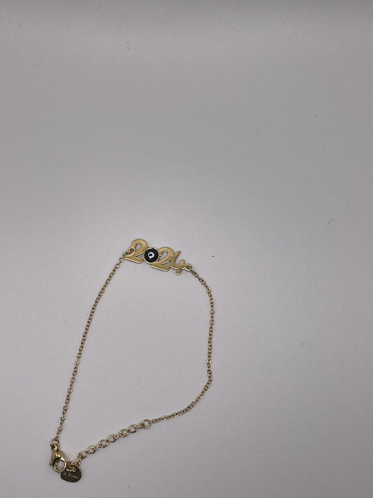 Armband Glücksbringer Kette mit Design Auge aus Stahl Vergoldet