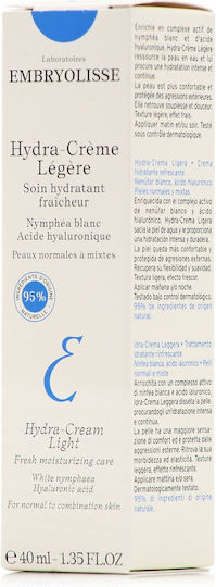 Embryolisse Hydra-Cream Light Ενυδατική Κρέμα Προσώπου με Υαλουρονικό Οξύ 40ml