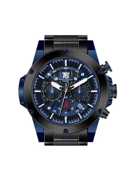 T5 Uhr Chronograph Batterie mit Schwarz Metallarmband