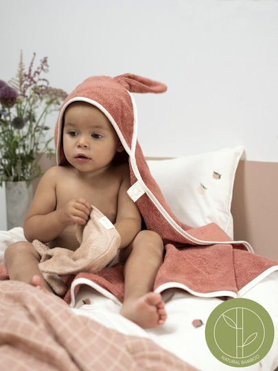 Fabelab Baby Hooded Towel with Hood Old Rose 105.5x110cm