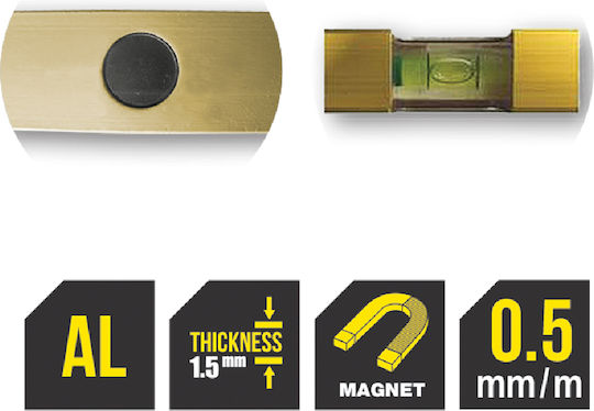 Topmaster Magnetic Level 120cm Spirit Level Aluminum Magnetic 120cm with 2 Eyes
