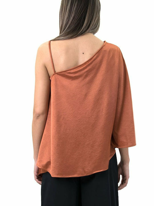 Γυναικεία Μπλούζα Off-Shoulder με έναν Ώμο Πορτοκαλί