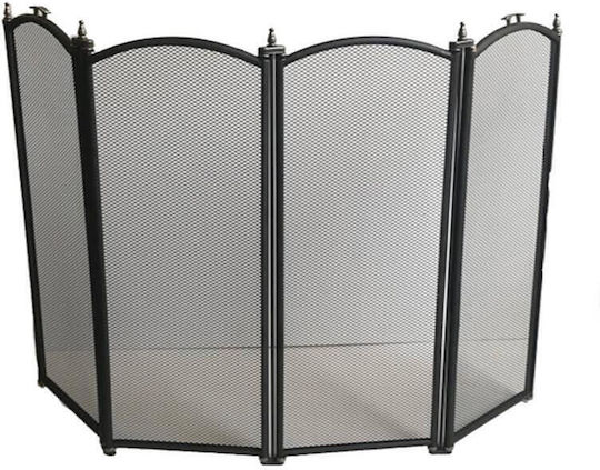 Home & Camp Metallic Fireplace Screen with 4 Panels x Black