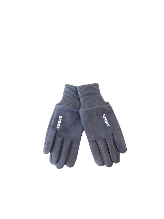 Vamore Μπλε Ανδρικά Δερμάτινα Γάντια Αφής