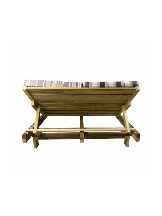 Sunbed Single Wooden with Cushion Turquoise 200x125x13cm.