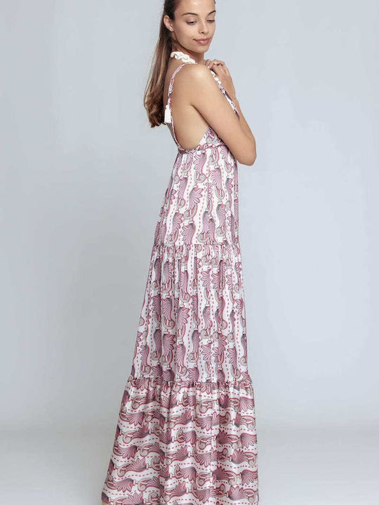 Kasia Long Dress with Pink Print 7762