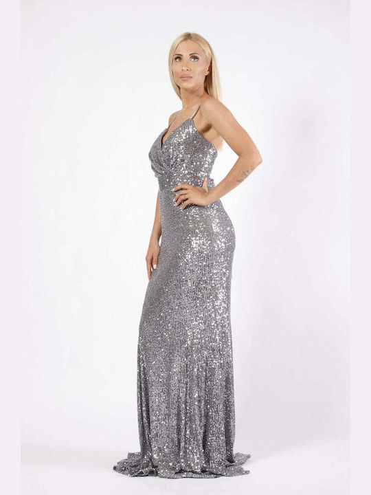 Eden Maxi Dress with Silver Sequins