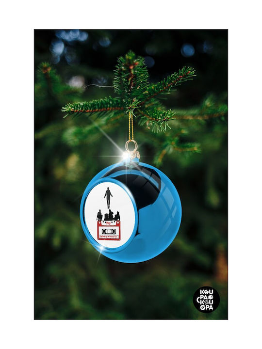 Christmas Plastic Ball Ornament Blue 8cm