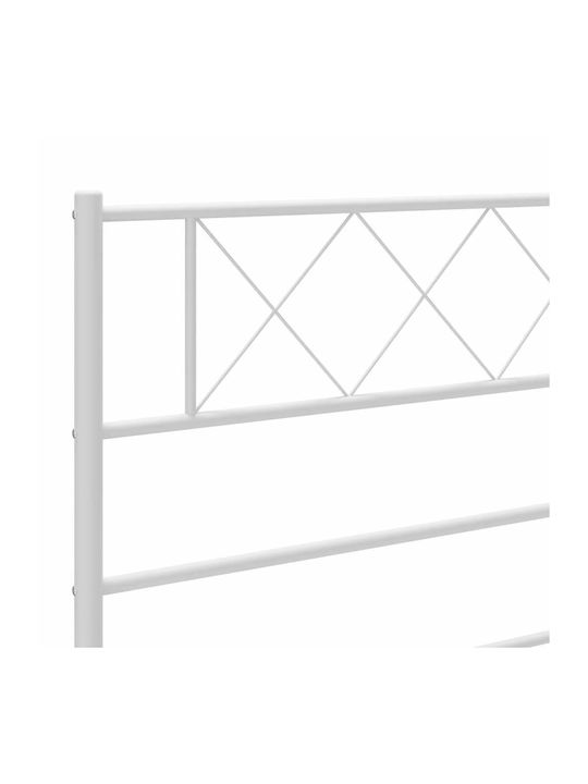 Метално Легло King Size Бяло с Дъски за Матрак 190x200см