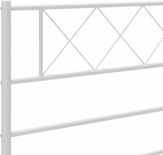 King Size Metallbett Weiß mit Lattenrost für Matratze 190x200cm