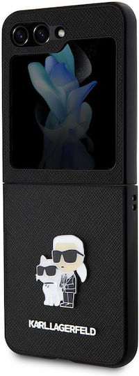 Karl Lagerfeld Saffiano Karl&choupette Pin Back Cover Plastic Negru (Galaxy Z Flip5)