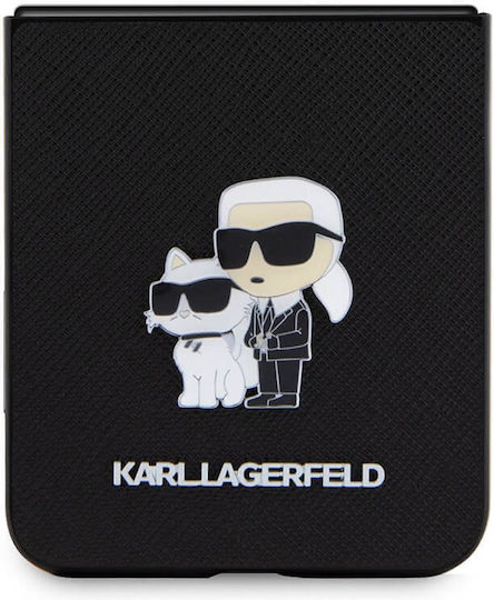 Karl Lagerfeld Saffiano Karl&choupette Pin Back Cover Plastic Negru (Galaxy Z Flip5)