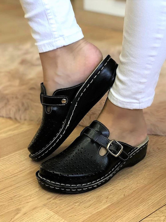 Vesna Leder Anatomisch Clogs Schwarz