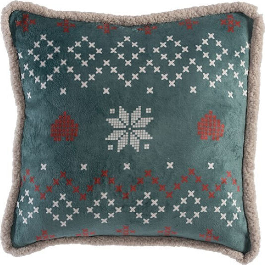 Nef-Nef Homeware Christmas Decorative Pillow Holly Jolly Square Green 50x50cm
