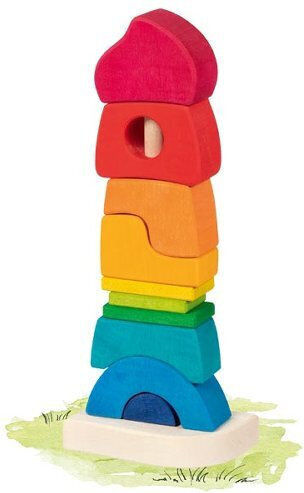 Goki Pyramiden-Spielzeug Stacking Castle aus Holz für 24++ Monate
