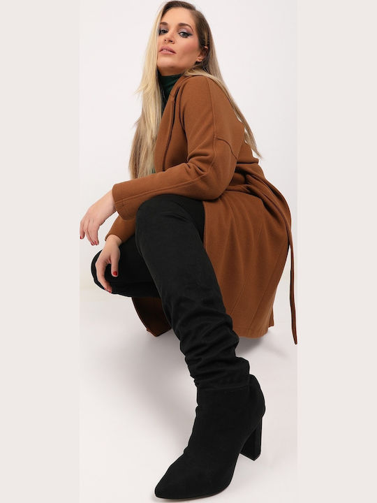 Women's Beige Coat with Buttons