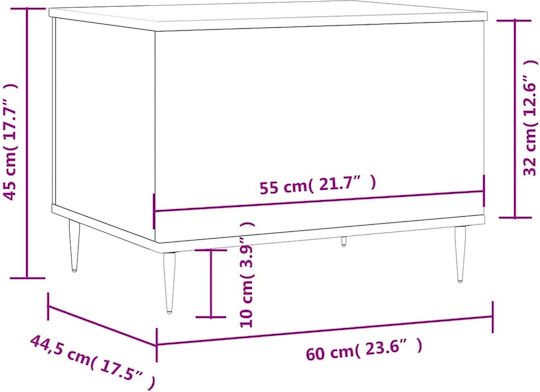 Rectangular Central Wooden Coffee Table with Lifting Mechanism Black W60xL44.5xH45cm