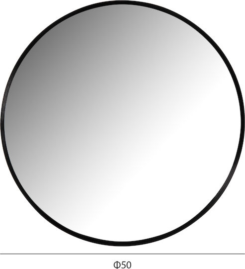 HomeMarkt Oglindă de Perete cu Negru Ramă din Metalic Diametru 50cm 1buc
