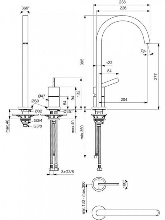 Ideal Standard Gusto Смесител За Кухня Настолен Златист