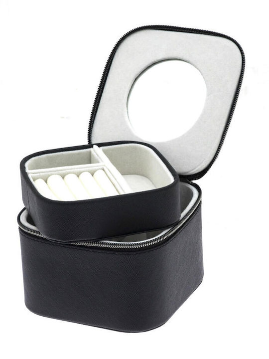 Davidts Κουτί Κοσμημάτων Ταξιδιού Μαύρο 14x9.5x14cm