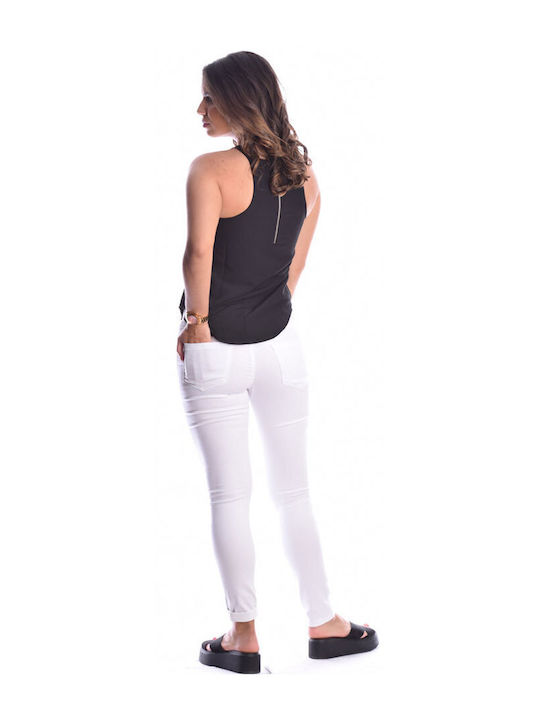Blugi de damă cu croială slim White