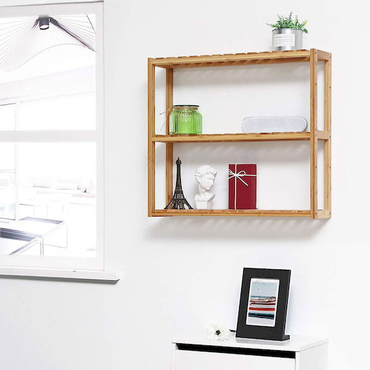 Songmics Boden Badezimmerregal Bamboo mit 3 Regalen 60x15x55cm