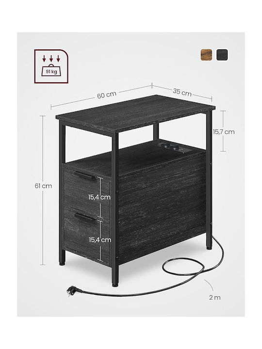 Κομοδίνο Ξύλινο Anthracite Grey 35x60x61cm