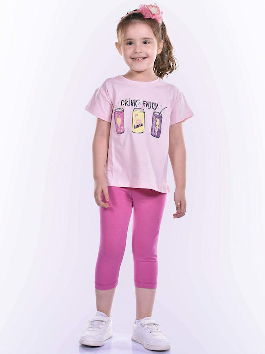 Nek Kids Wear Kids Set with Leggings Summer 2pcs Pink