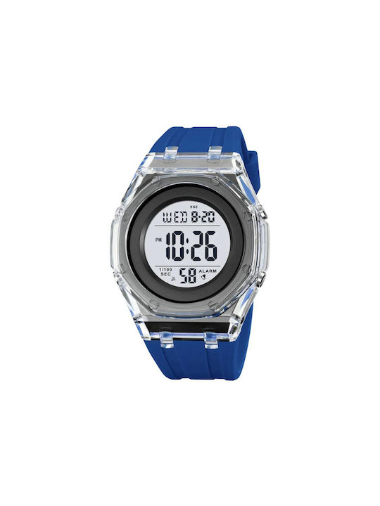 Skmei Digital Watch Chronograph Battery with Blue Metal Bracelet