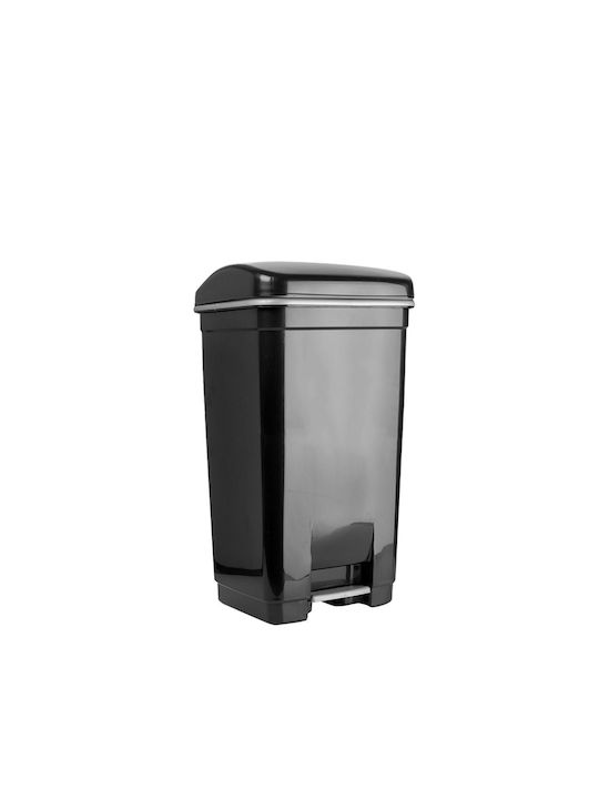Viomes Plastic Waste Bin with Pedal Black 40lt