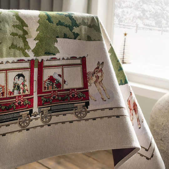 Gofis Home Weihnachtlich Tischtuch Stoff Beige L180xB135cm.