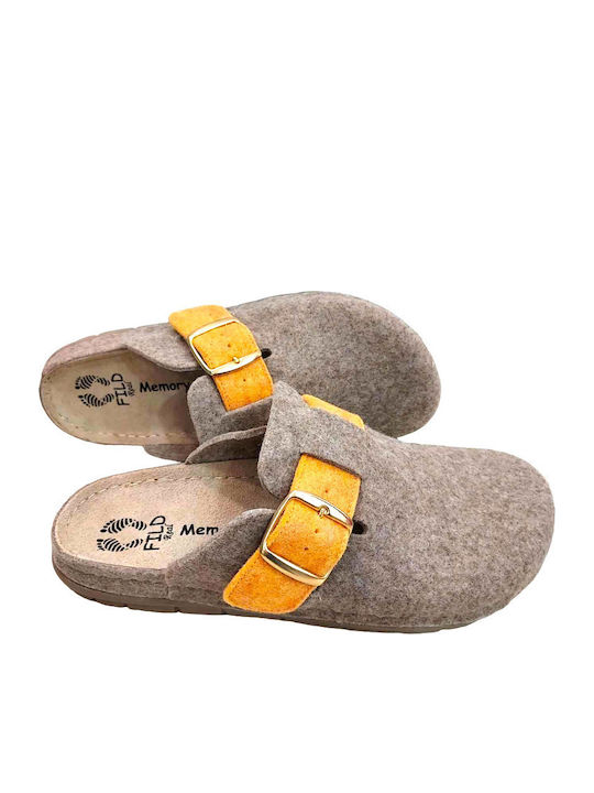 Anatomical Leather Women's Slippers Beige