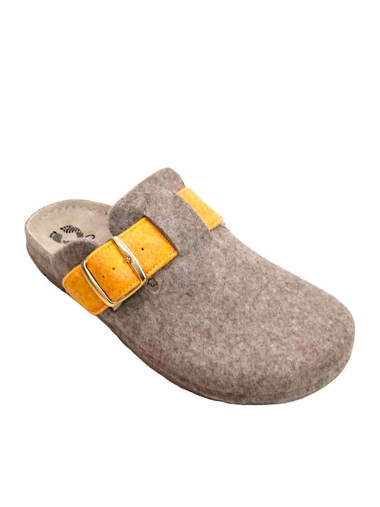 Anatomical Leather Women's Slippers Beige