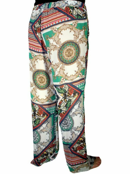 Zino Jordan Damen Stoff Palazzo-Hose mit Gummizug Grün