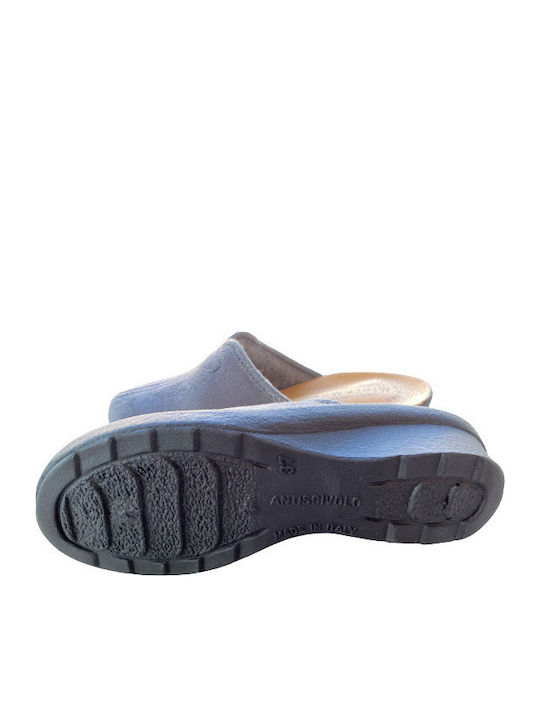 Anatomical Leather Women's Slippers Gray